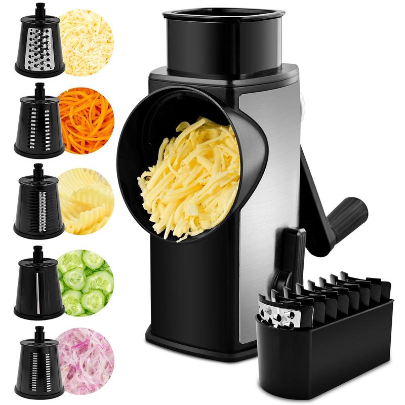 5-in-1 Rotary Food Grater | Fast Cheese & Vegetable Slicer