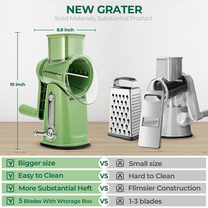 5-in-1 Rotary Food Grater | Fast Cheese & Vegetable Slicer