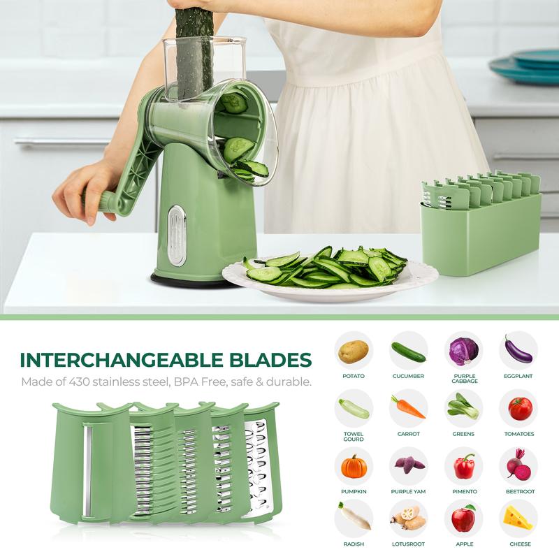 5-in-1 Rotary Food Grater | Fast Cheese & Vegetable Slicer