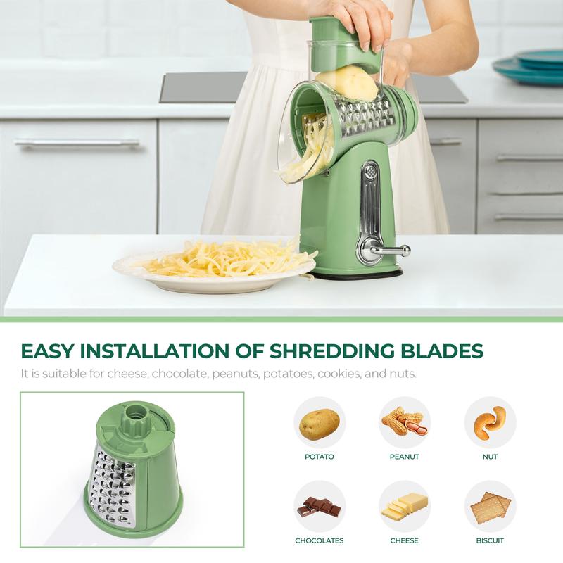 5-in-1 Rotary Food Grater | Fast Cheese & Vegetable Slicer