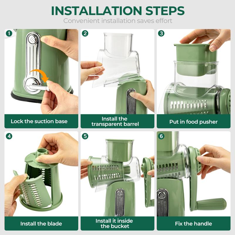 5-in-1 Rotary Food Grater | Fast Cheese & Vegetable Slicer