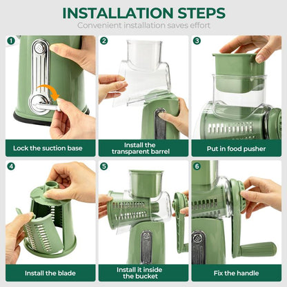 5-in-1 Rotary Food Grater | Fast Cheese & Vegetable Slicer