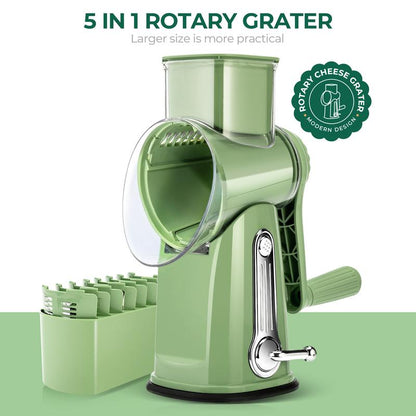 5-in-1 Rotary Food Grater | Fast Cheese & Vegetable Slicer